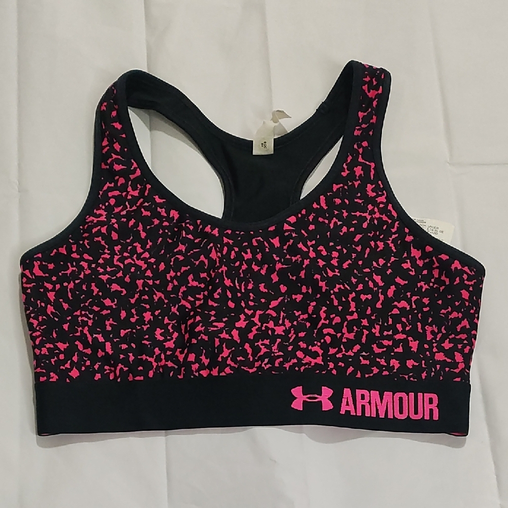 Under Armour Black and Pink Racerback‎ Sports Bra